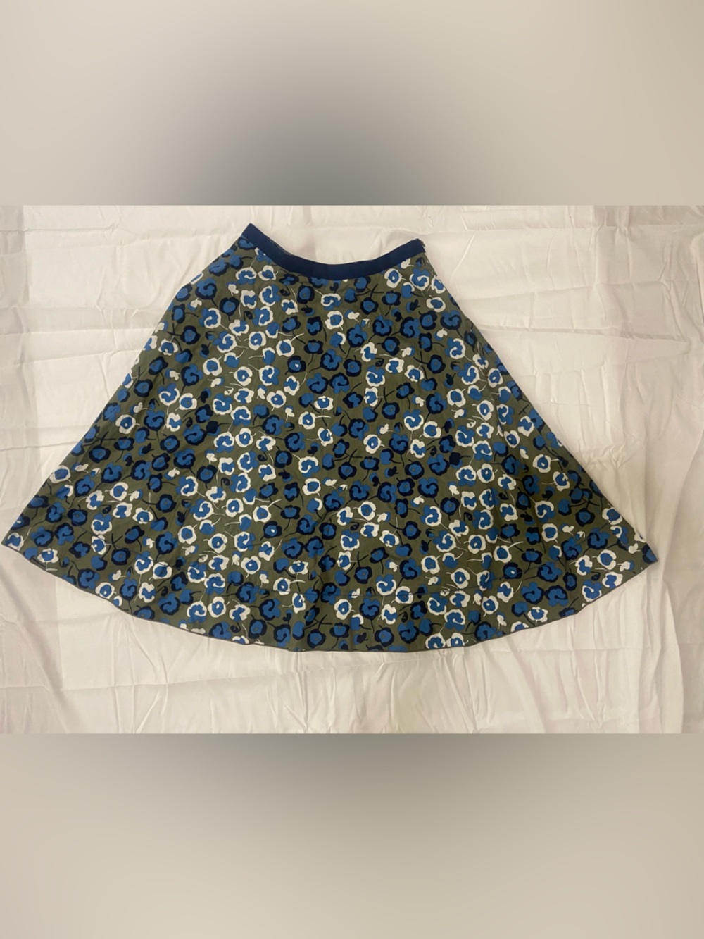 New - Piazza Sempione Women's Knee Length Cotton Floral Blue Skirt - Italy Sz 44